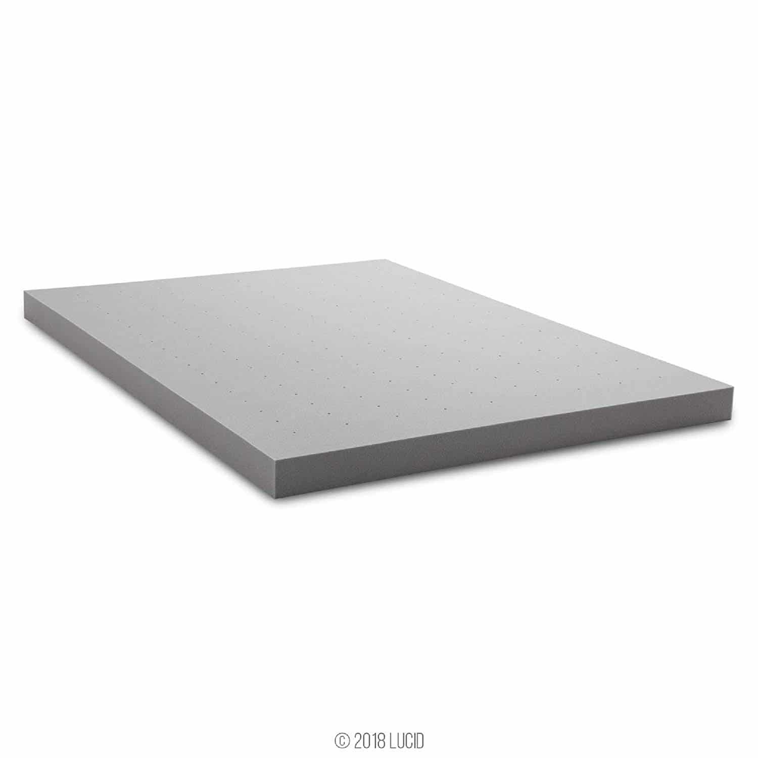 Lucid 4 Inch Bamboo Charcoal Memory Foam Mattress Topper