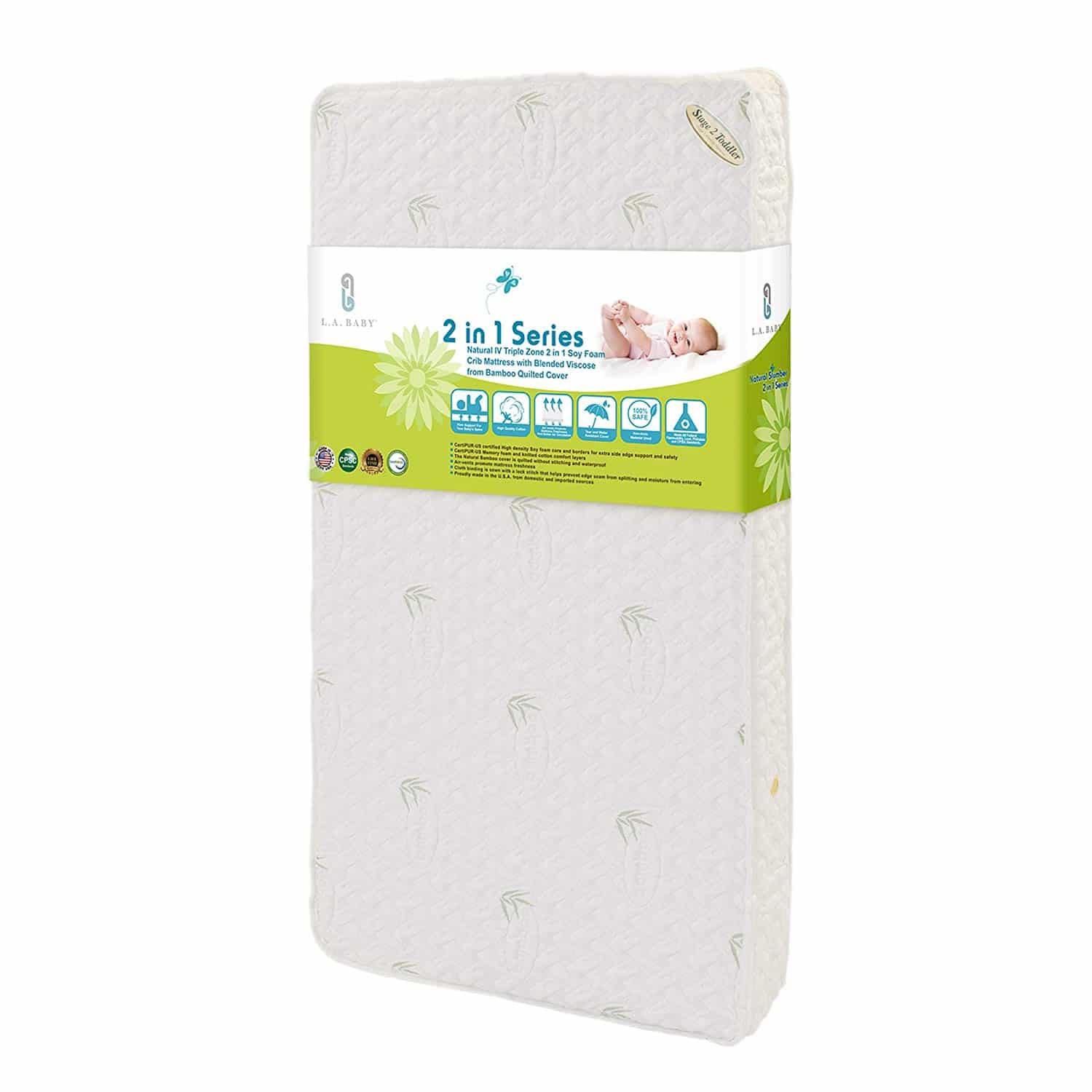 LA Baby Natural IV Triple Zone 2-in-1 Soy Foam Crib Mattress