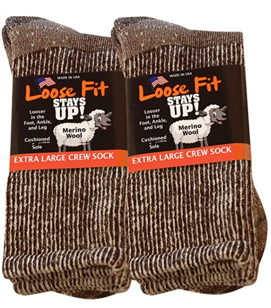 Loose Fit Stays Up Marled Merino Wool Sock