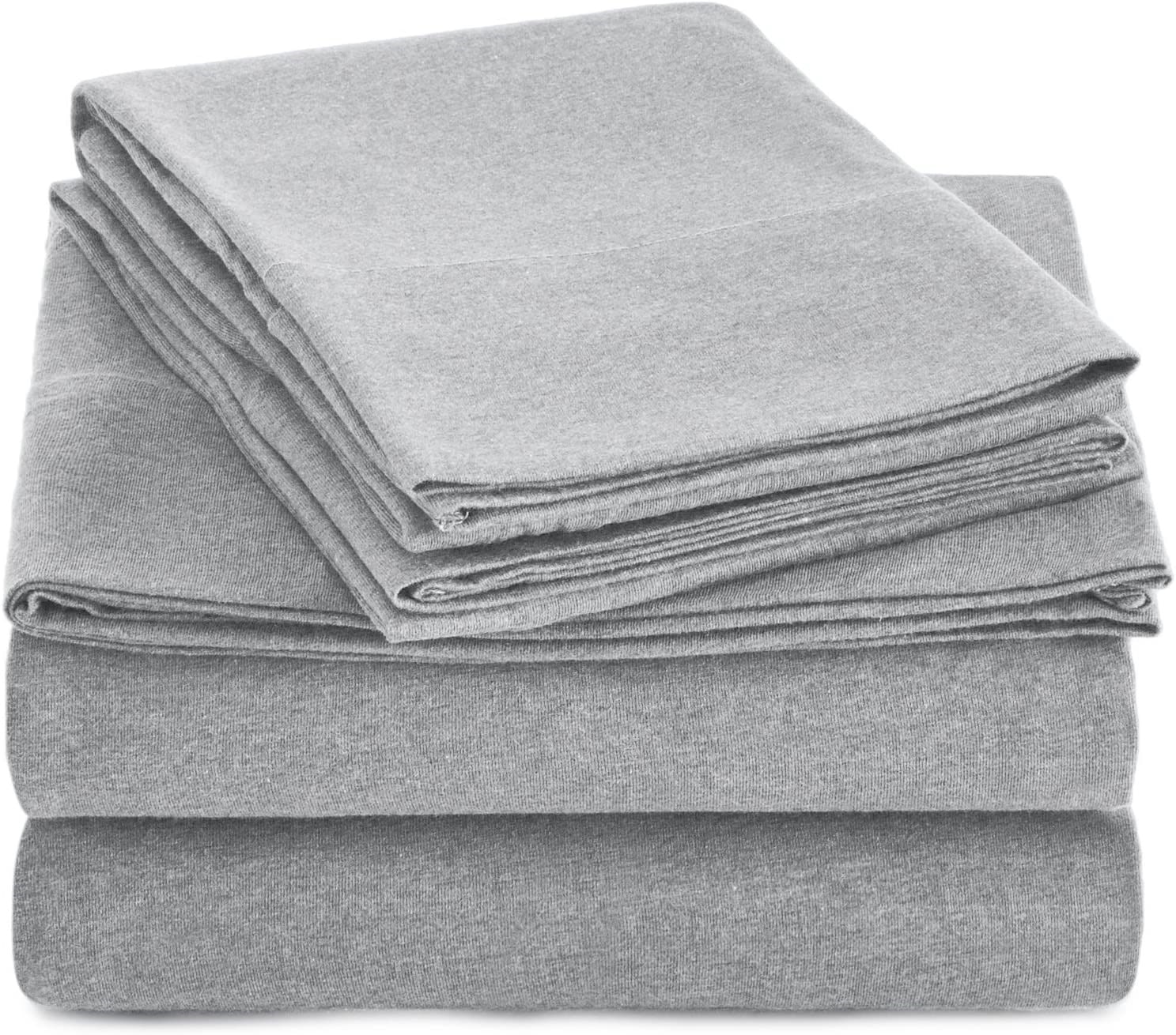 AmazonBasics Heather Cotton Jersey Bed Sheet Set