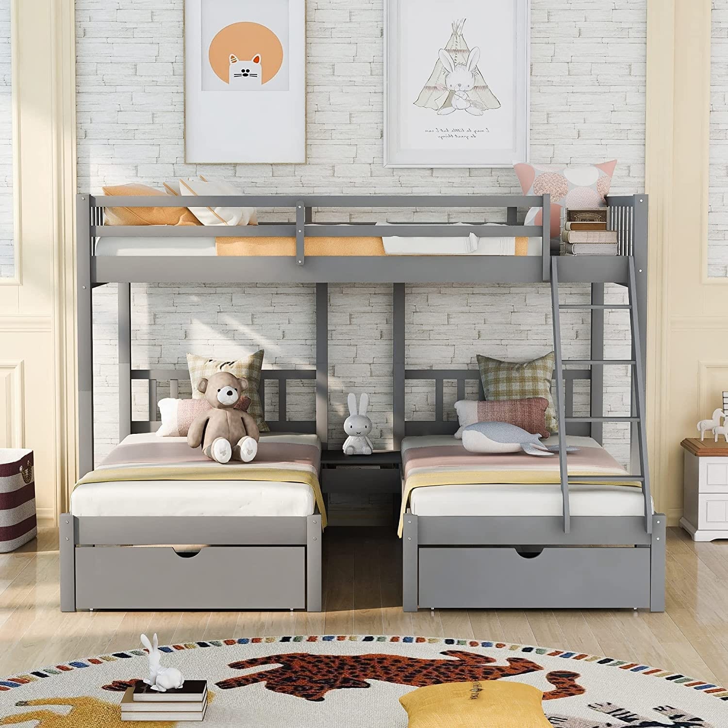 Flieks Wood Triple Bunk Bed