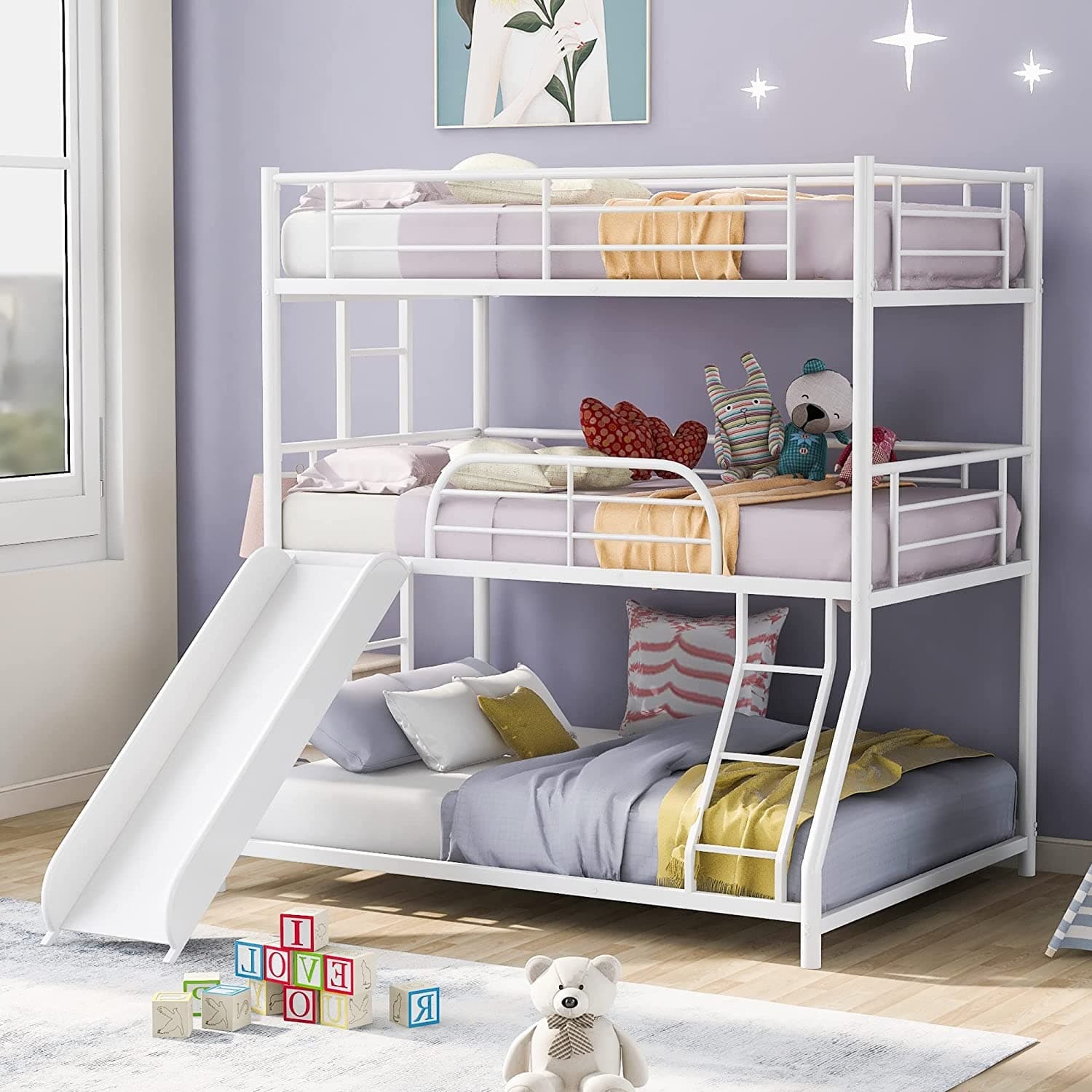 Merax Store Metal Triple Bunk Bed