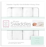 SwaddleDesigns Cotton Muslin Swaddle Blankets, Set of 4