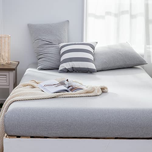 LIFETOWN Jersey Knit Cotton Fitted Sheet Set