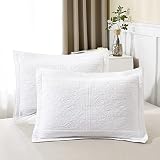 WINLIFE Cotton Quilted Pillow Sham, White