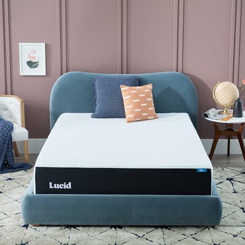 LUCID 12 Inch Queen Plush Gel Memory Foam Mattress