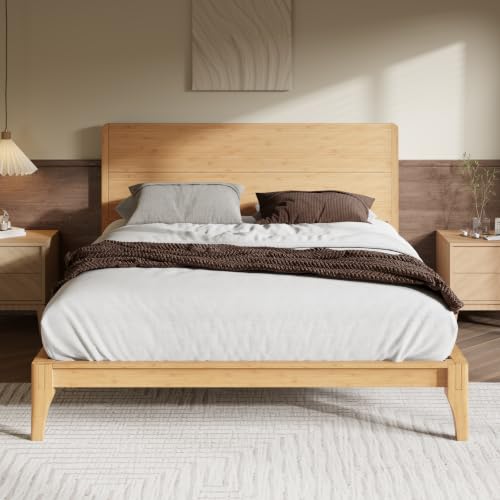 Merax Bamboo Platform Bed with Headboard