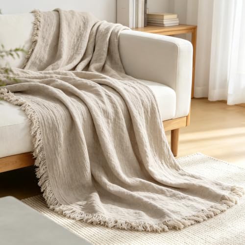 CRAURU 100% Pure Linen Blanket